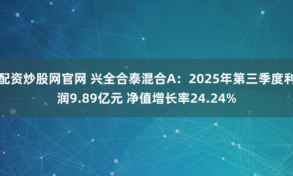 配资炒股网官网 兴全合泰混合A：2025年第三季度利润9.89亿元 净值增长率24.24%