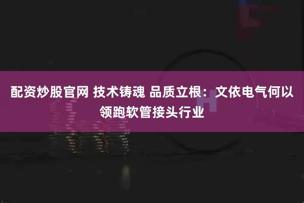 配资炒股官网 技术铸魂 品质立根：文依电气何以领跑软管接头行业