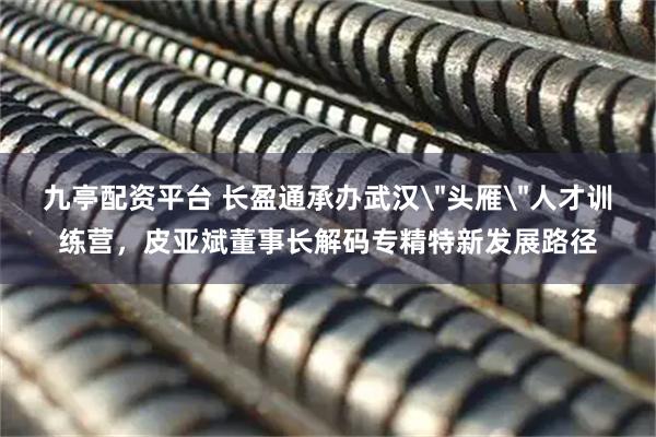 九亭配资平台 长盈通承办武汉＂头雁＂人才训练营，皮亚斌董事长解码专精特新发展路径